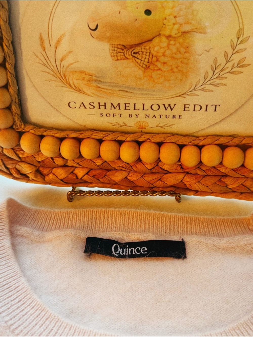 🩰🍓 Quince • 100% Mongolian Cashmere • Light Ballerina Pink Crewneck (Mended) - Picture 4 of 8